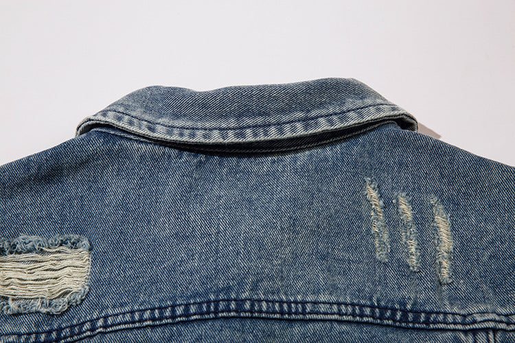 American Street Retro Ripped Denim Jacket