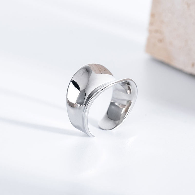 S925 Sterling Silver Ring Irregular Concave Female Ring