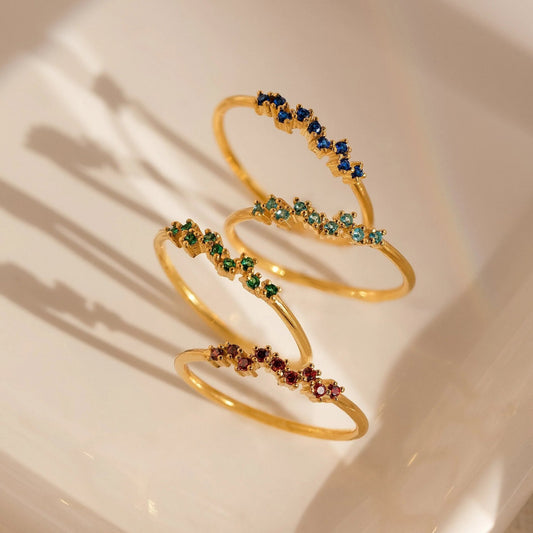 Color Zircon December Birthday Stone Ring Simple Bracelet