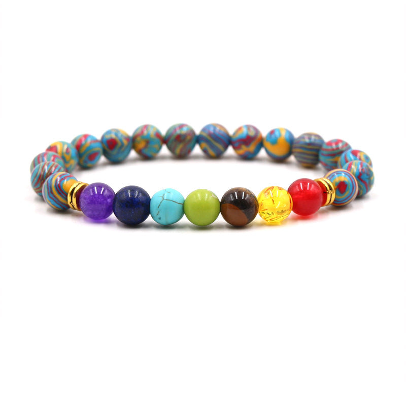 Bracelet chapelet coloré en pierre naturelle, Agate Malachite, énergie volcanique, 8mm