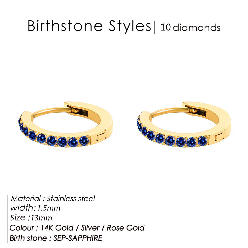 Simple Ins Colorful Zircon Earrings For Women