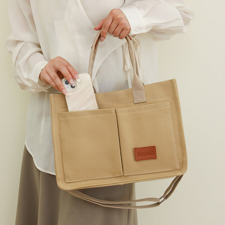 Sac à bandoulière en toile pour femmes, sacs à main multi-poches de grande capacité, sacs de shopping décontractés pour étudiants, nouvelle collection