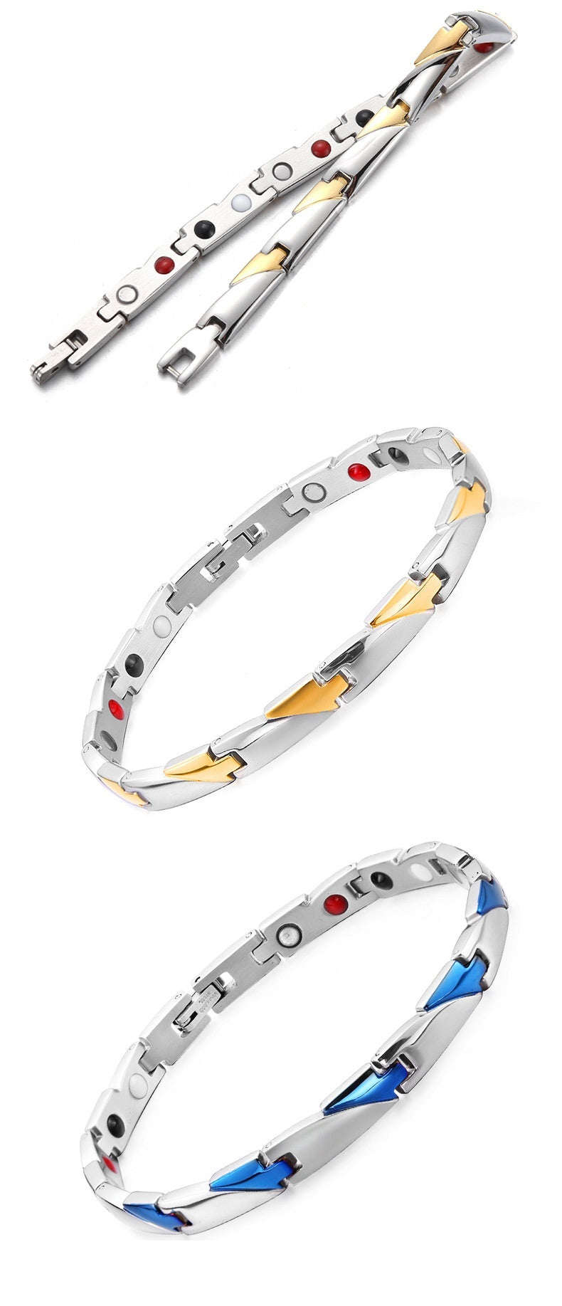 Bracelet de soins de santé à ions négatifs magnétiques quatre en un pour hommes et femmes
