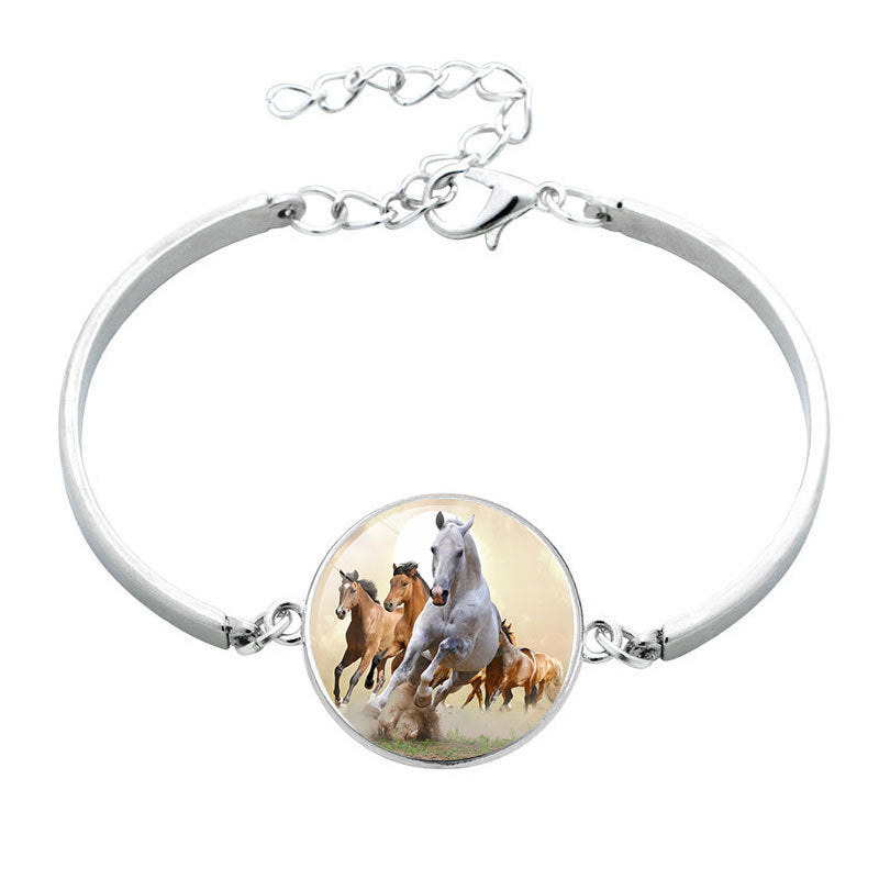 Animal Horse Glass Time Stone Bracelet