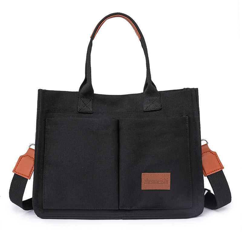 Sac à bandoulière en toile pour femmes, sacs à main multi-poches de grande capacité, sacs de shopping décontractés pour étudiants, nouvelle collection