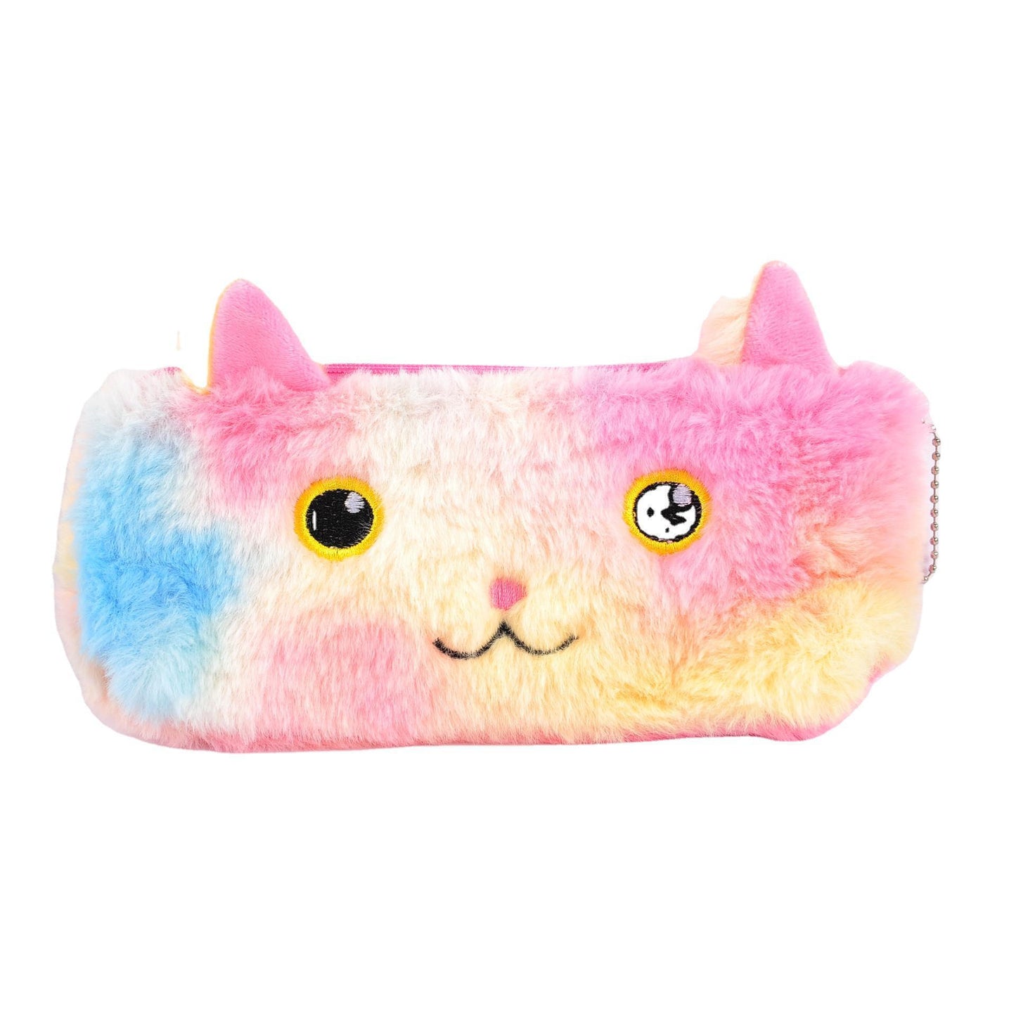 Trousse à crayons en peluche chat couleur Laser, sac de papeterie pour étudiant