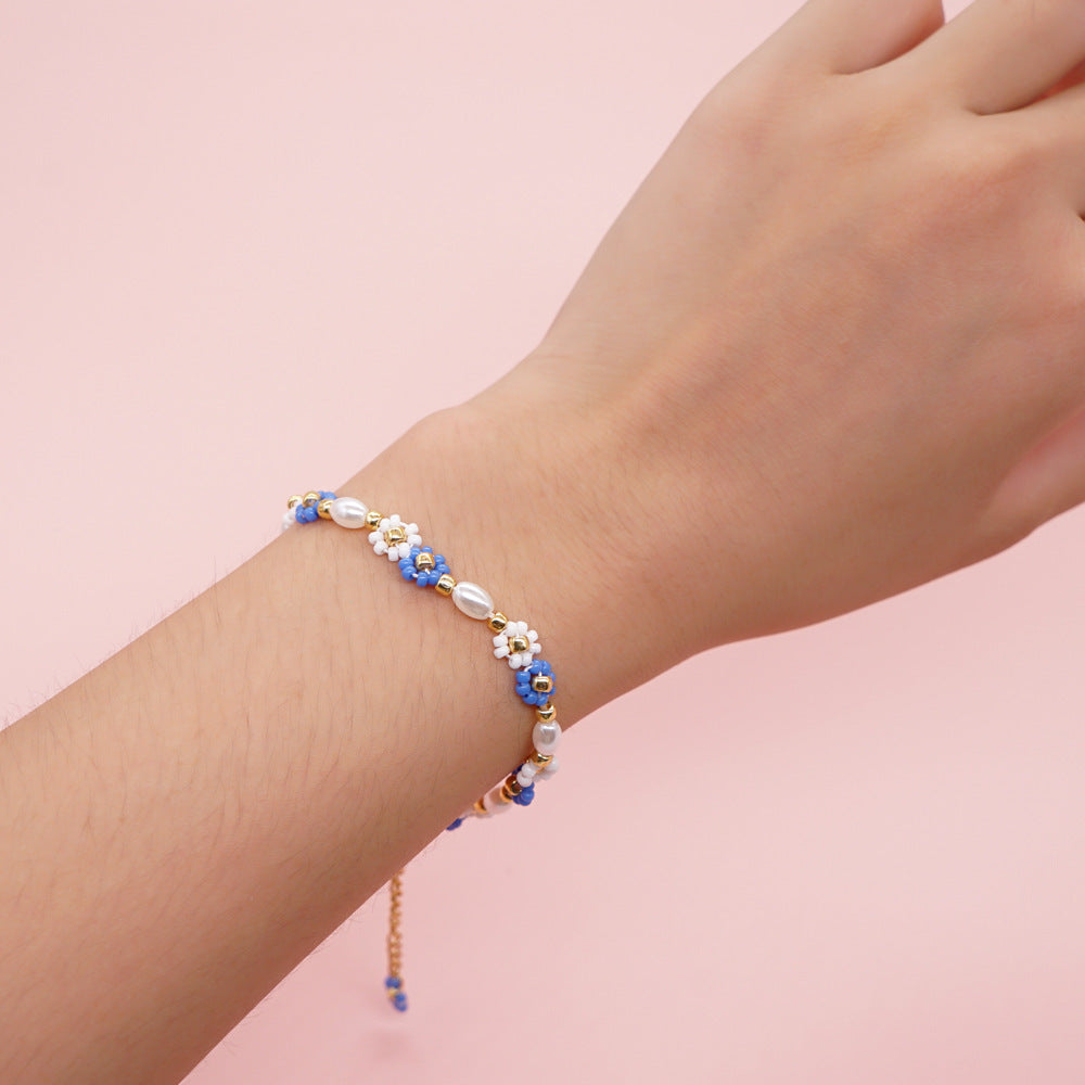 Bohemian Christmas Flower Gold Buckle Stretch Shell Women's Bracelet