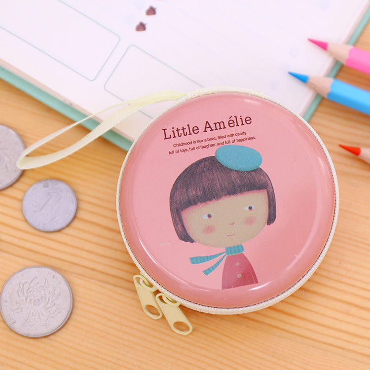 Lindo caballo coreano elemento de hierro chica cero cartera mini bolsillo auricular paquete moneda llavero