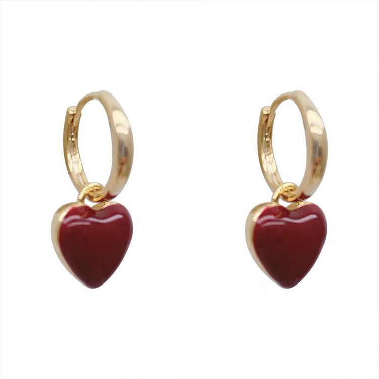 Retro Love Heart Stud Earrings Women