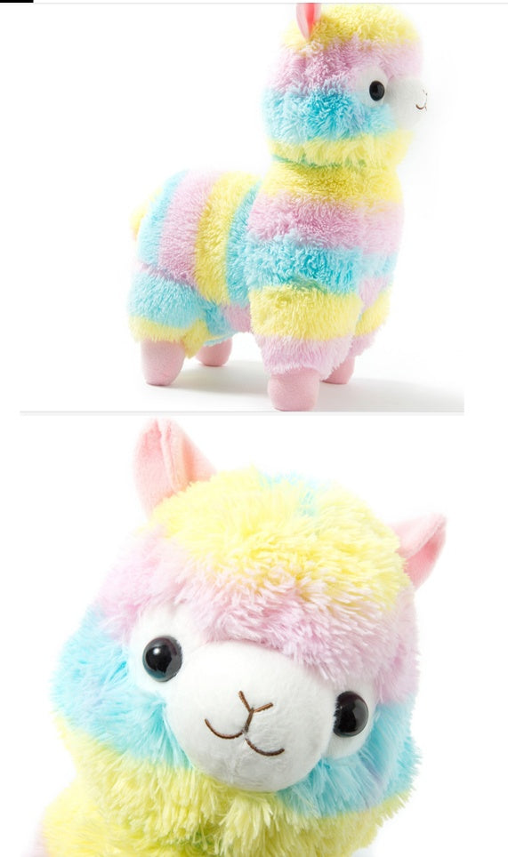 Poupée en peluche alpaga colorée, jouet mignon, dieu, bête, herbe, boue, petit mouton, oreiller, cadeau d'anniversaire pour fille