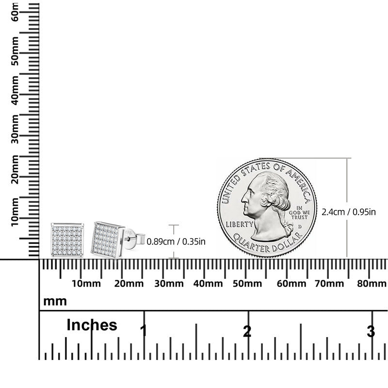 S925 Sterling Silver Square Stud Earrings Neutral Couple