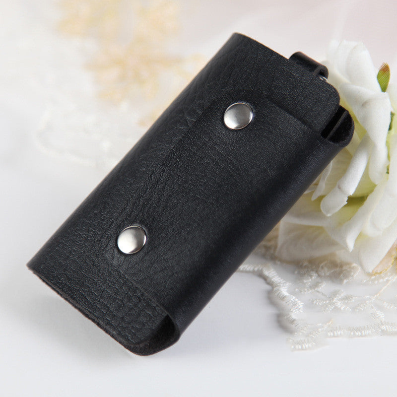 Color button leather key case