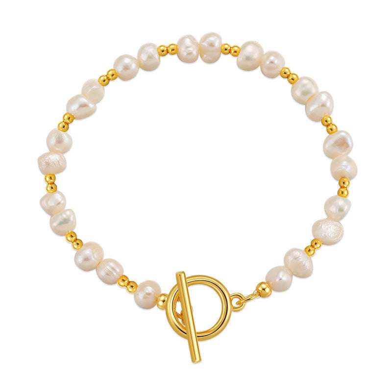 Bracelet élégant fait à la main avec perles d'eau douce naturelles