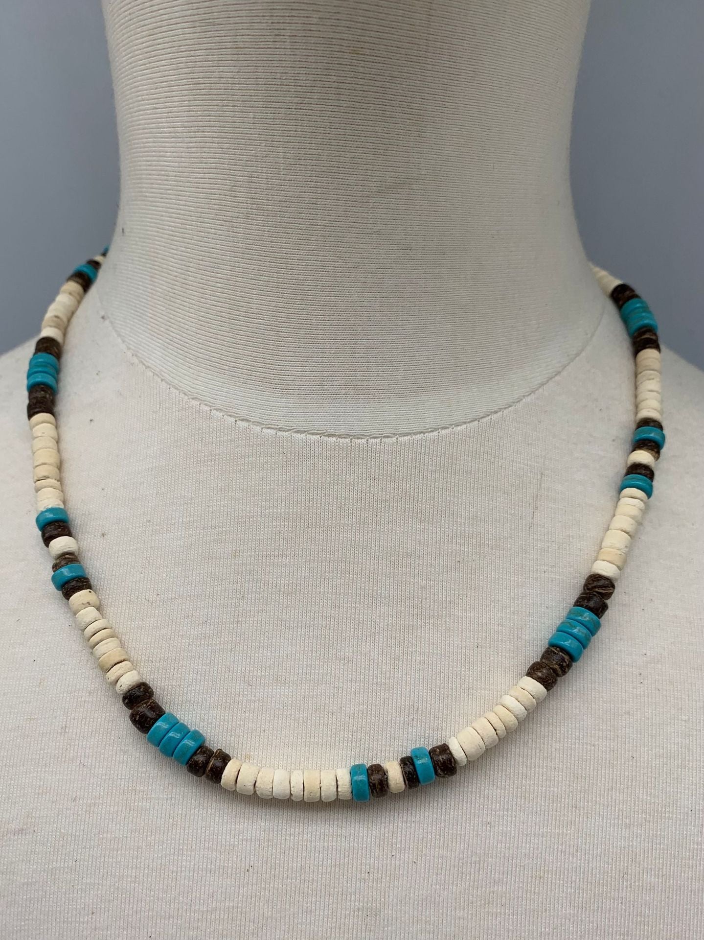 Collar de turquesa y carbón de cáscara de coco Accesorios de acero inoxidable