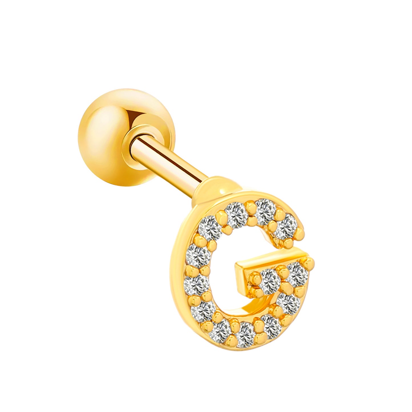Inlaid Zircon 26 English Letters Ear Bone Stud Retro Personality Alloy Letter Thread Stud Earrings Ear Piercing