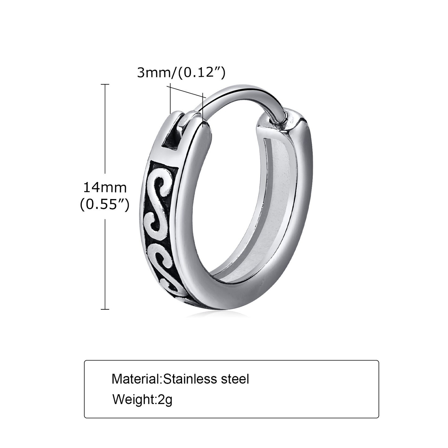 Men's Personality Fashion Retro Stainless Steel Earrings Men's Accessories