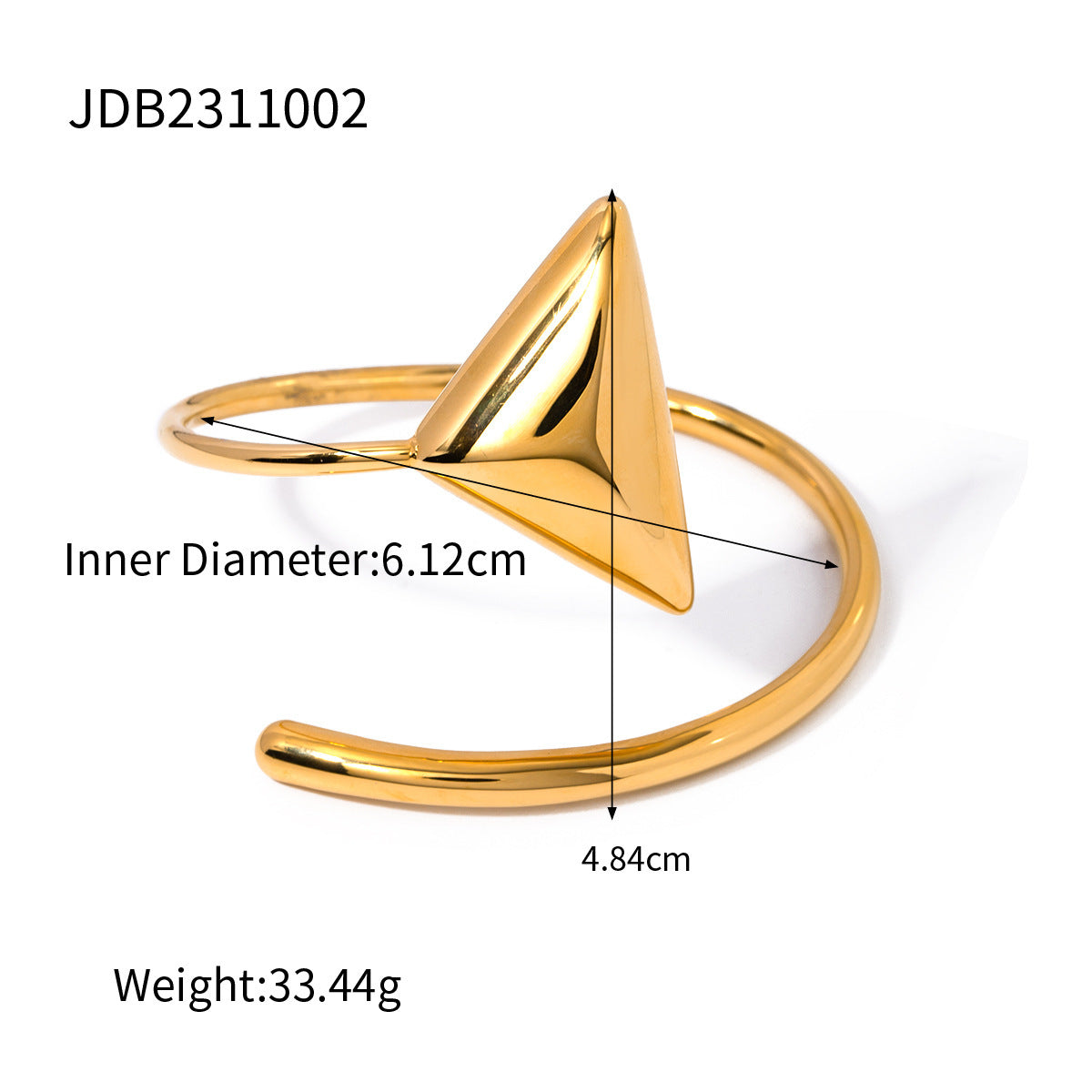 Pulsera en espiral triangular de acero inoxidable en oro de 18 quilates