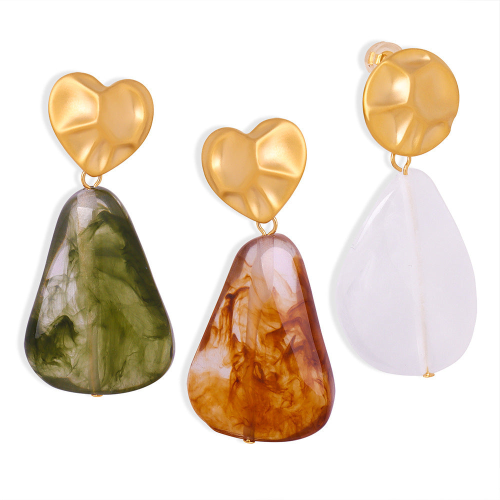 Retro Fashion And Personalized Exaggerated Geometric Blooming Resin Pendant Earrings