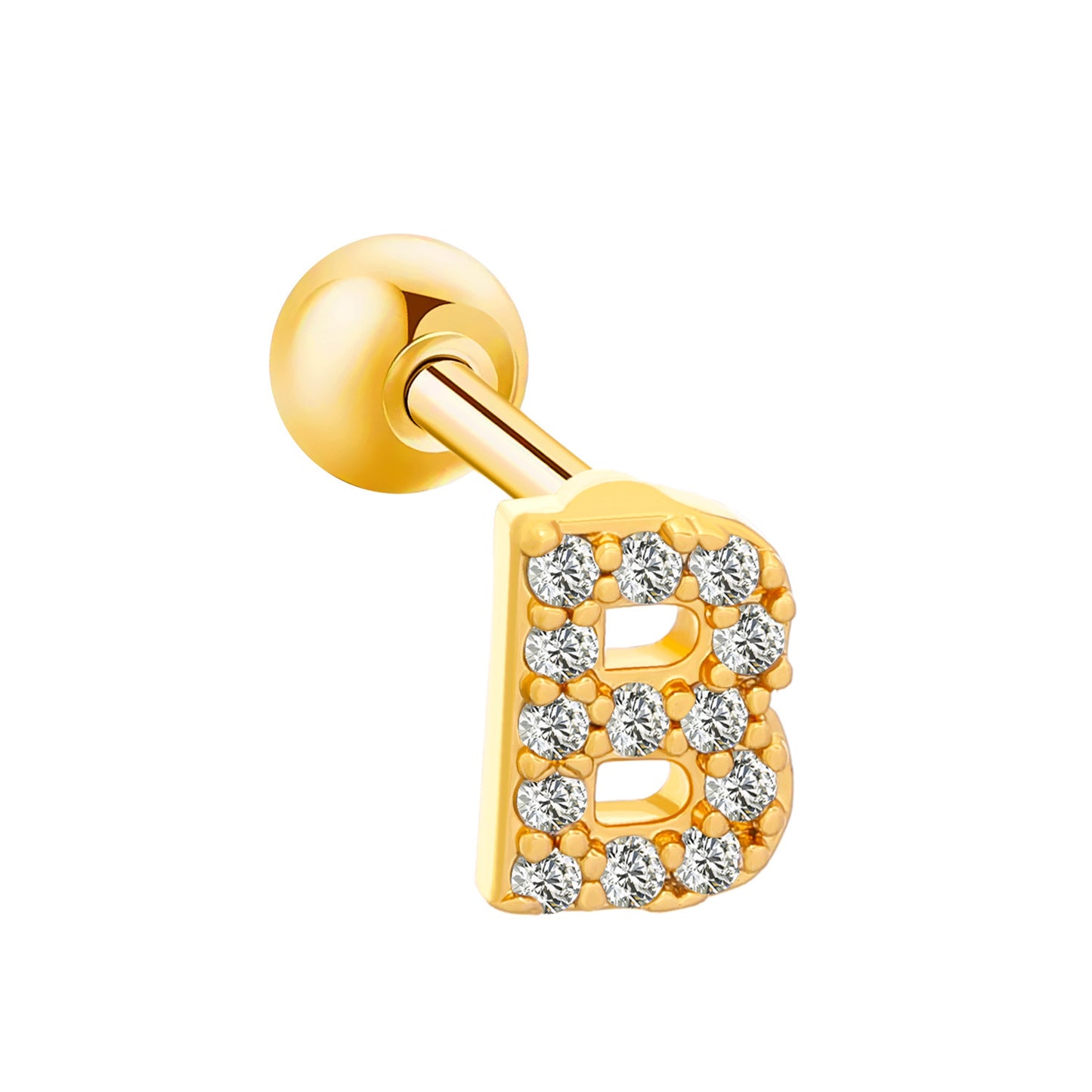 Inlaid Zircon 26 English Letters Ear Bone Stud Retro Personality Alloy Letter Thread Stud Earrings Ear Piercing