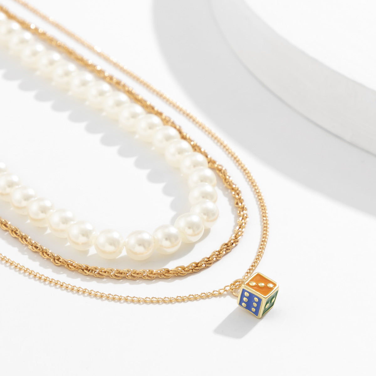 Hip Hop Retro Geometric Multilayer Pearl Necklace