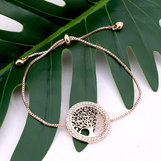 Nouveau Bracelet arbre porte-bonheur créatif en métal doré