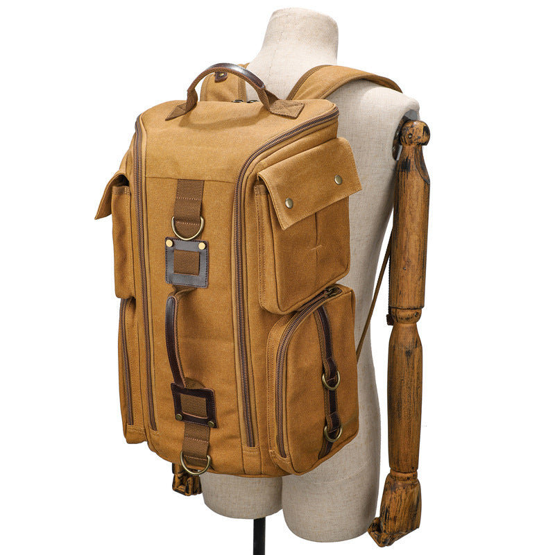 Sac à dos vintage en toile imperméable de grande capacité pour loisirs de plein air pour hommes