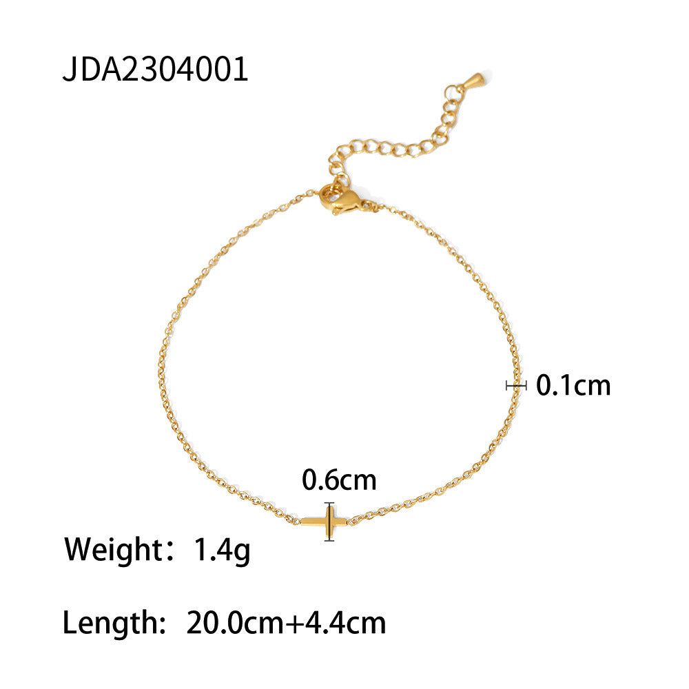 Cadena Retro Pies Finos Cruz Oro 18K