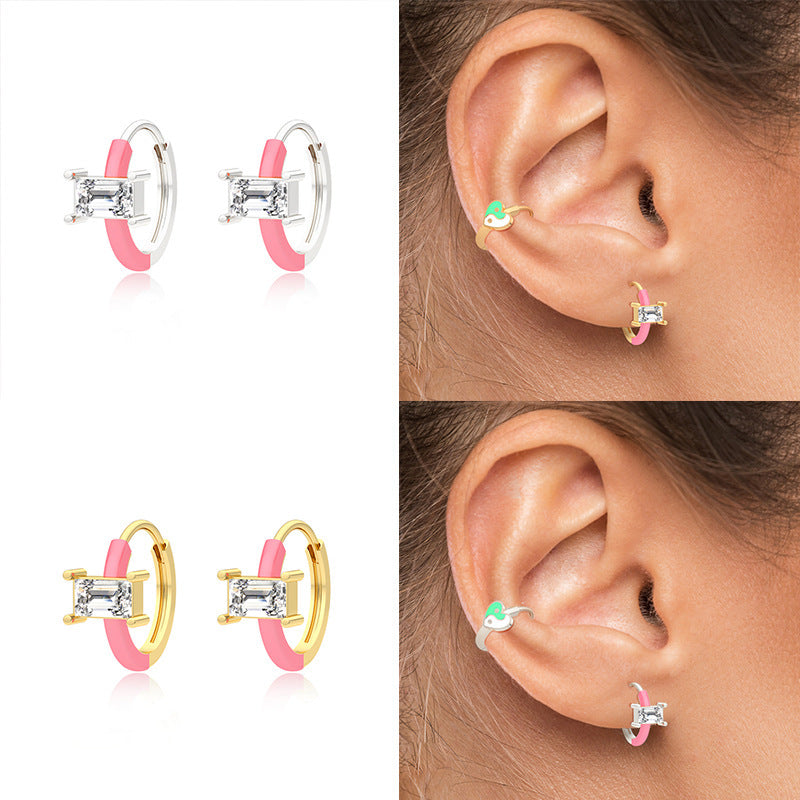 Boucles d'oreilles en argent sterling S925 avec clip d'oreille en strass