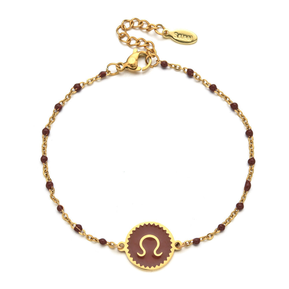 Stainless Steel Oil Dripping Bracelet Female Creative 12 Constellation Pattern
