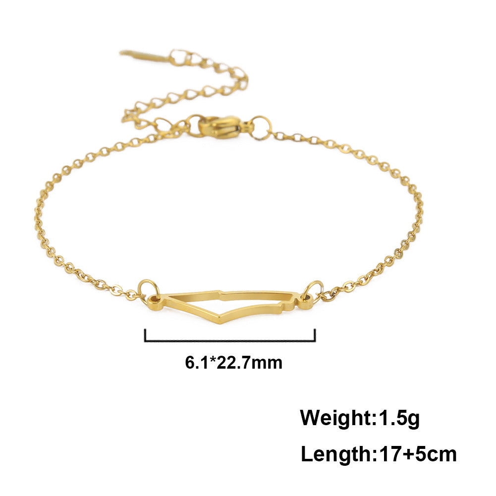 Irregular Hollow Mountain Pendant Stainless Steel Bracelet