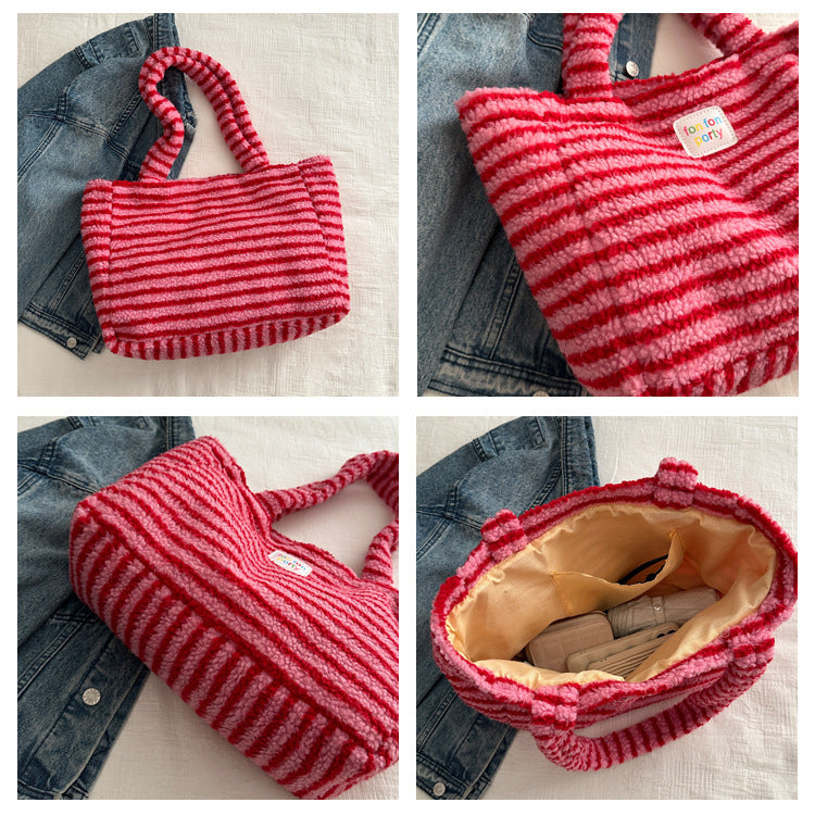 Bolso de hombro casual coreano Bolsos de gran capacidad a rayas de moda