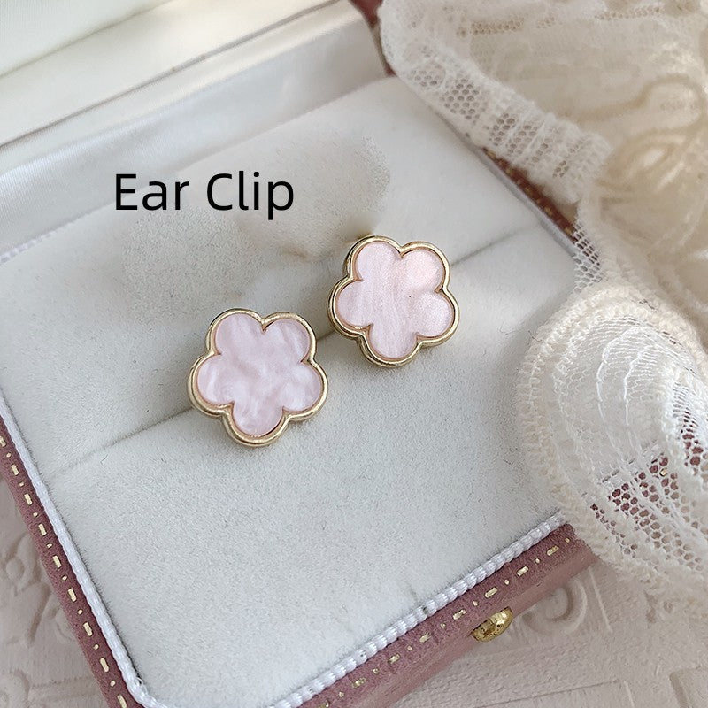 Boucles d'oreilles à tige en argent 925, aiguille porte-bonheur, fleur d'herbe de Parthenocissus