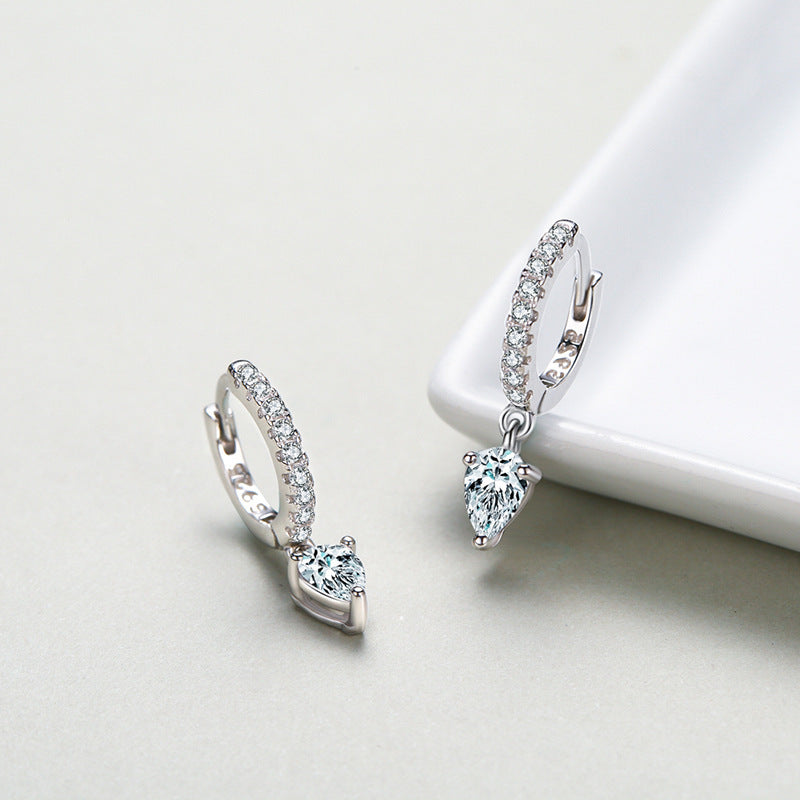 S925 Sterling Silver Stylish Water Drop Artificial Diamond Earrings For Women