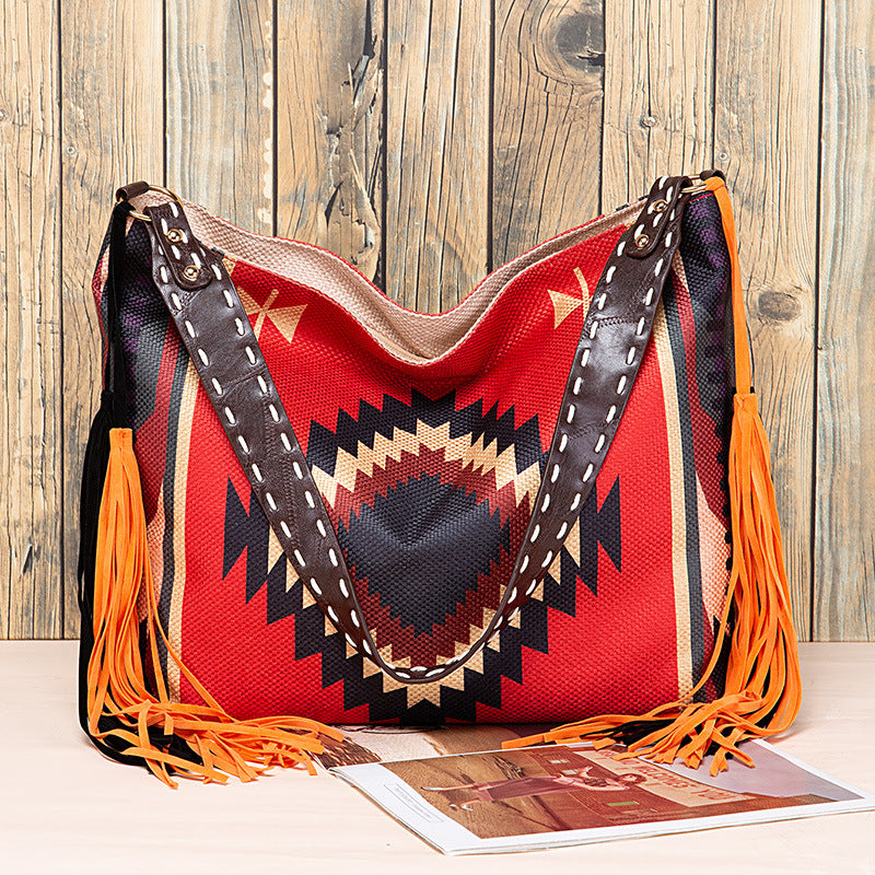 Sac rétro en coton et lin pour femmes, Portable