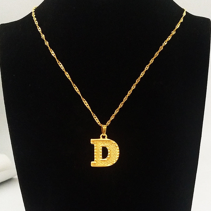 26 English Capital Letter Pendant Gold Plated 18K Environmental Protection Necklace