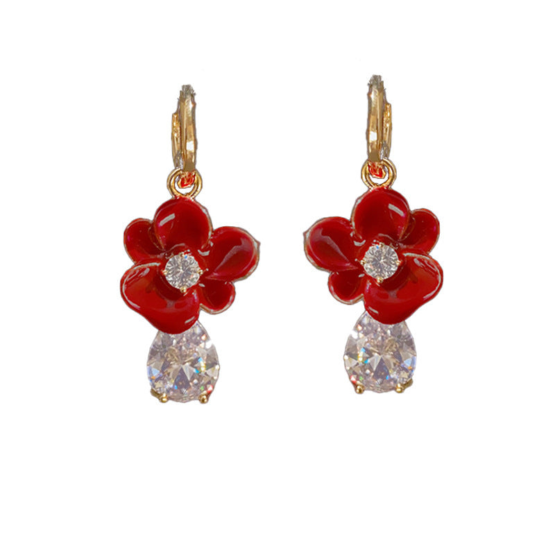 Fashion Flower Zircon Elegant Retro Earrings