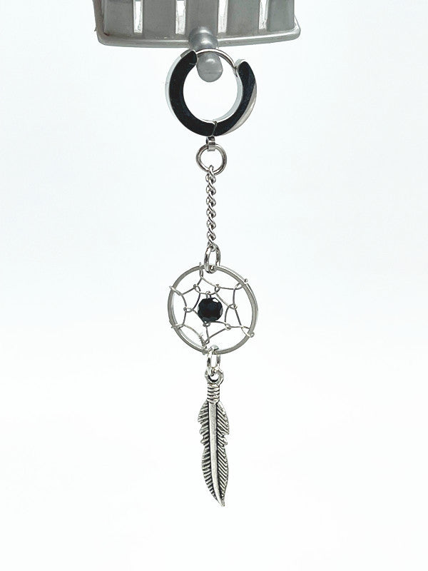 Dream Catcher Feather Net Stud Earrings For Men
