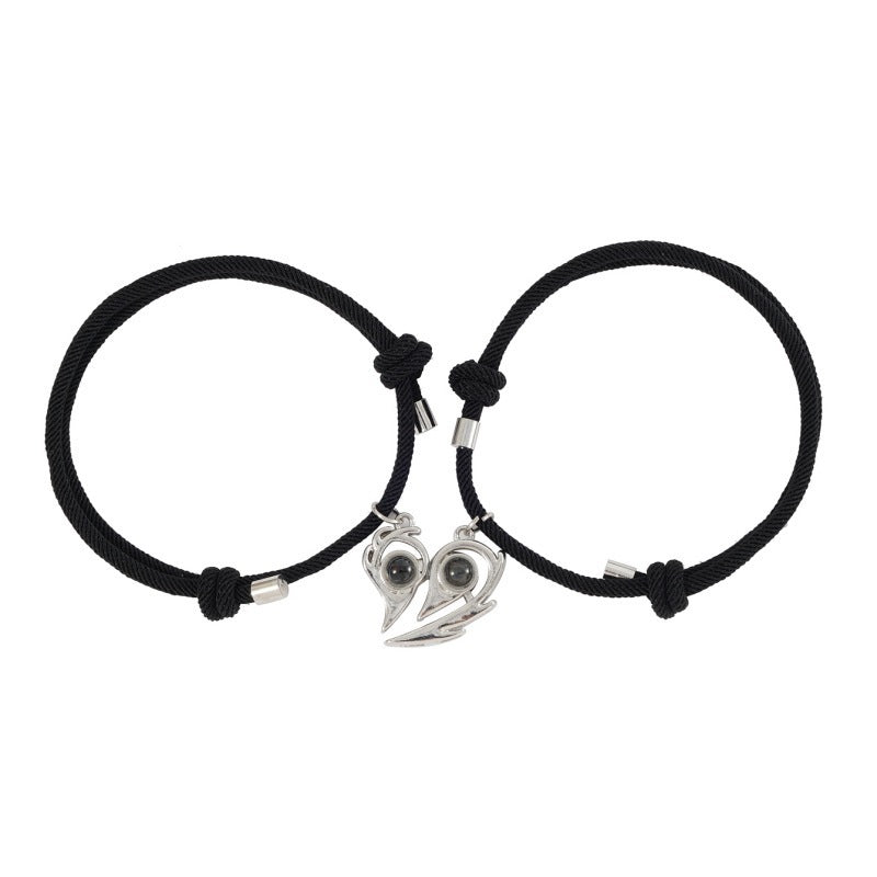 Heart-shaped Magnetic Buckle Bracelet Europe And America Creative Personality Alloy Couple