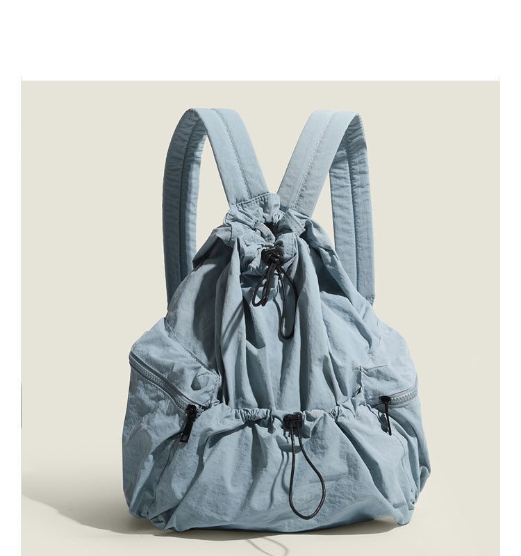 Cartable d'étudiant de grande capacité en toile de Nylon plissée polyvalente décontractée