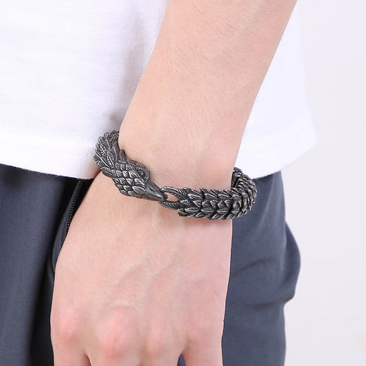 Creative Snake-shaped Eagle Punk Distressed Black Exaggerated Olecranon Titanium Steel Men's Bracelet
