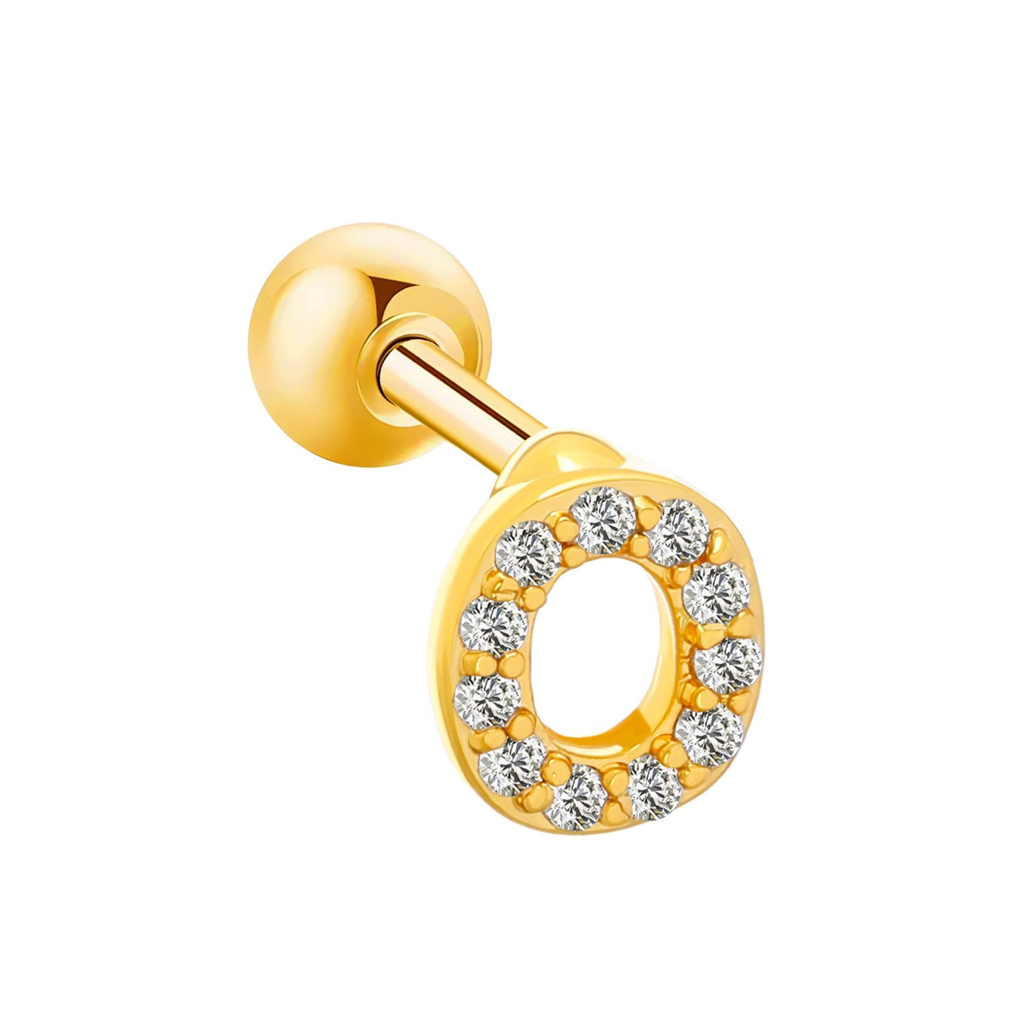 Inlaid Zircon 26 English Letters Ear Bone Stud Retro Personality Alloy Letter Thread Stud Earrings Ear Piercing