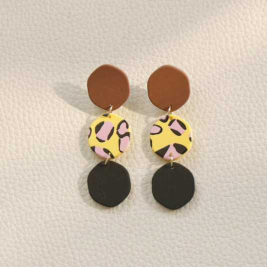 Contrast Color Holiday Girl New Acrylic Clay Texture Color Earrings