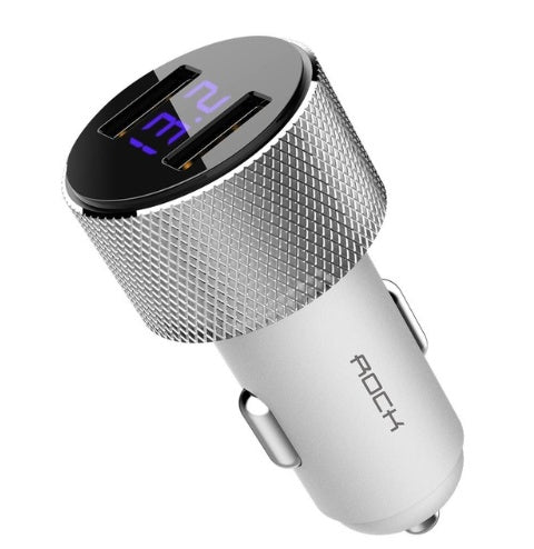 Chargeur de voiture double USB en métal Compatible ROCK 5V 3,4a, affichage numérique, charge rapide, surveillance de la tension