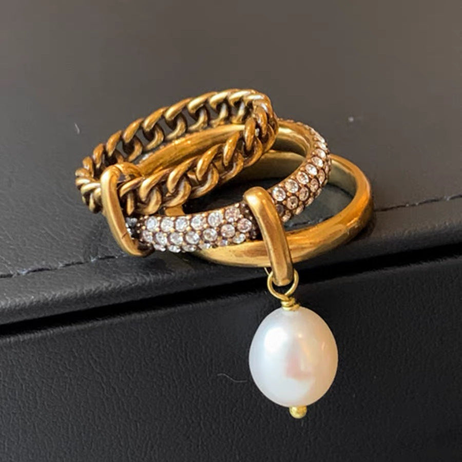 Retro Multi-layer Baroque Pearl Ring For Women
