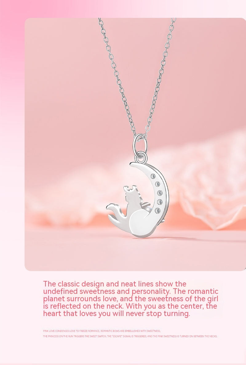 Collar original de dragón lunar para mujer, diseño de nicho