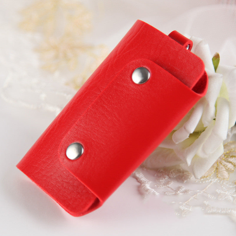 Color button leather key case