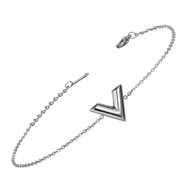 Collier Simple en forme de V en acier inoxydable, Bracelet, clous d'oreilles, costume