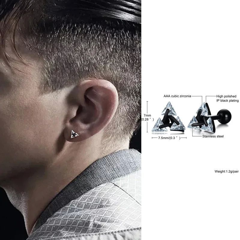 Men's Fashion Personalized Triangle Earrings