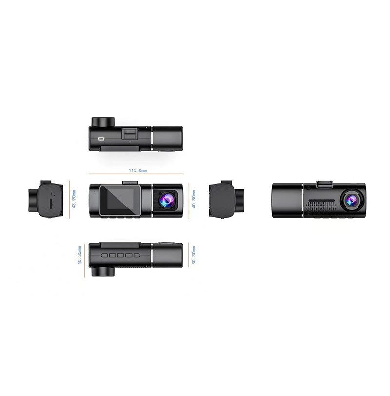 Grabador de conducción de doble lente con visión nocturna de alta definición Pantalla de 1,5 pulgadas Disparo gran angular