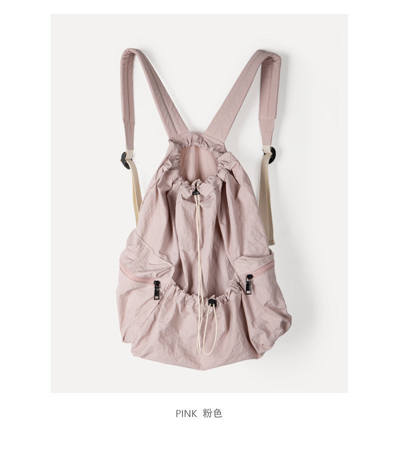 Cartable d'étudiant de grande capacité en toile de Nylon plissée polyvalente décontractée